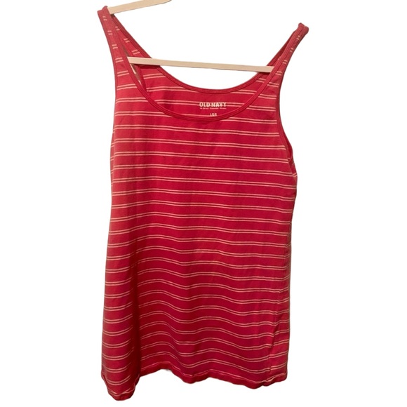Pink and White Striped Old Navy Striped Tank Top - Picture 1 of 5